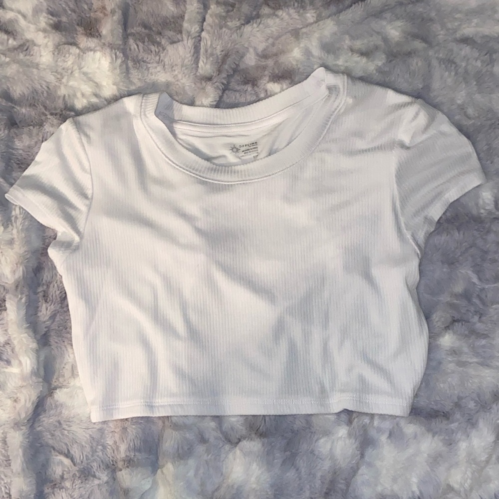 White crop top open/tie back